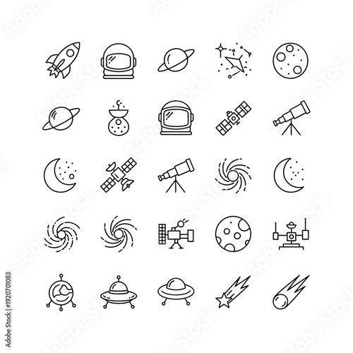Collection of space icons and symbols