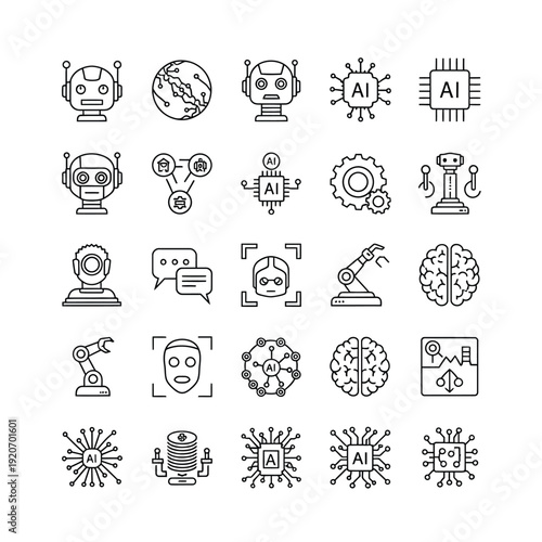 Collection of science and technology icons
