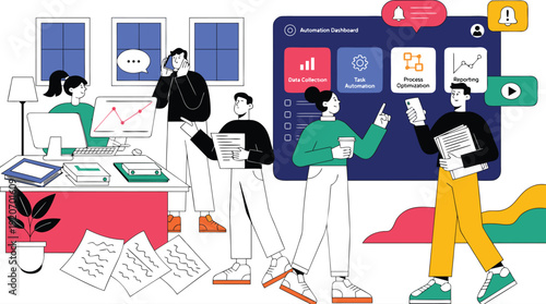 AI Automation SaaS Dashboard Team Collaboration Illustration