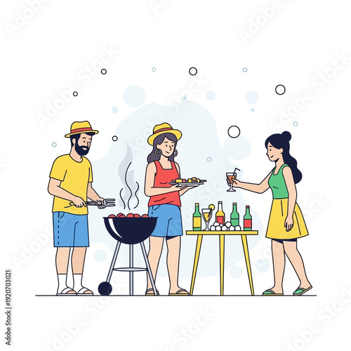 Joyful Summer Barbecue Gathering With Friends Delicious Food And Drinks