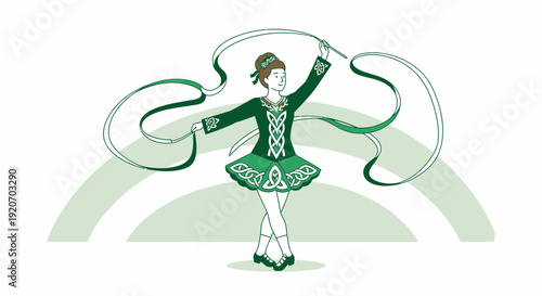 Joyful Ribbon Dancer Expressing Irish Heritage Through Graceful Movement