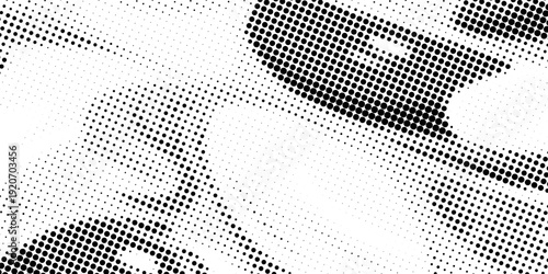 Halftone radial texture. Comic style grain background. Pop art faded textured frame. Grunge speckle effect. Dotted particles print wallpaper. Pixelated gradient backdrop