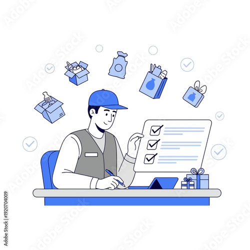 Logistics Professional Efficiently Manages Deliveries with Digital Checklist And Packages