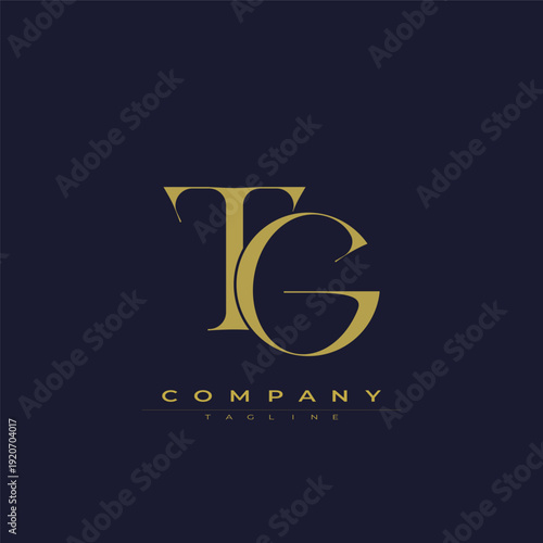 Elegant interlocking TG monogram emblem minimalist abstract logo design suited for luxury branding, fashion, stationery, packaging, corporate identity and creative projects.
