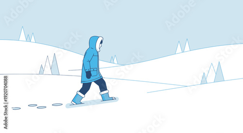 Lone Figure Navigating A Serene Winter Landscape