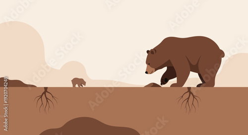 Majestic Bear Cub Roaming Through Earthy Terrain