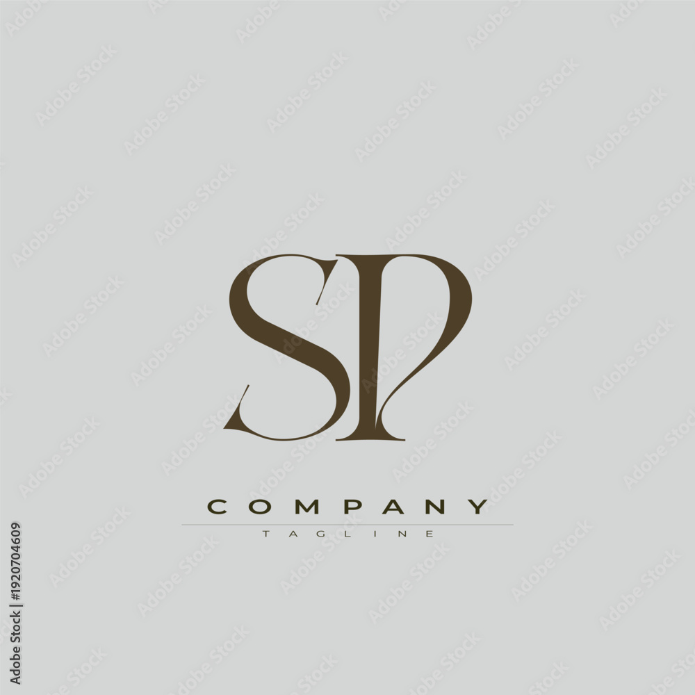 Fototapeta premium Elegant interlocking SP monogram emblem minimalist abstract logo design suited for luxury branding, fashion, stationery, packaging, corporate identity and creative projects.