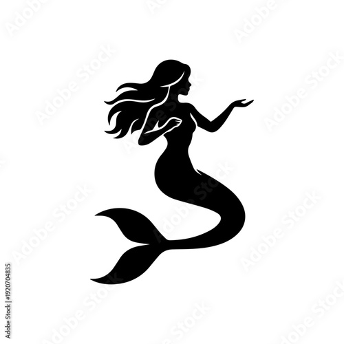 Mermaid silhouette illustration vector icon
Vector illustration on a white background