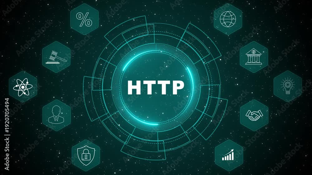 HTTP internet communication protocol concept with digital web data ...