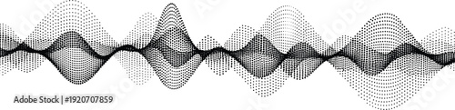 Stylized Sinusoidal Waveform Dot Illustration Depicting Audio Signal, Frequency Pattern, Abstract Symmetry, and Digital Art Concept
