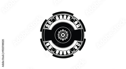 Mechanical gear with Roman numerals clockwork mechanism industrial concept isolated on white background