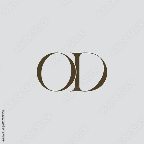 Elegant interlocking OD monogram emblem minimalist abstract logo design suited for luxury branding, fashion, stationery, packaging, corporate identity and creative projects.