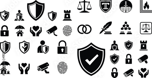 Legal Justice Law Protection Icon Set Law Firm Justice Symbol Vector Pack