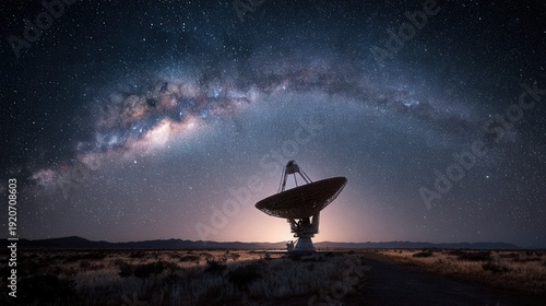 Radio telescope under Milky Way galaxy