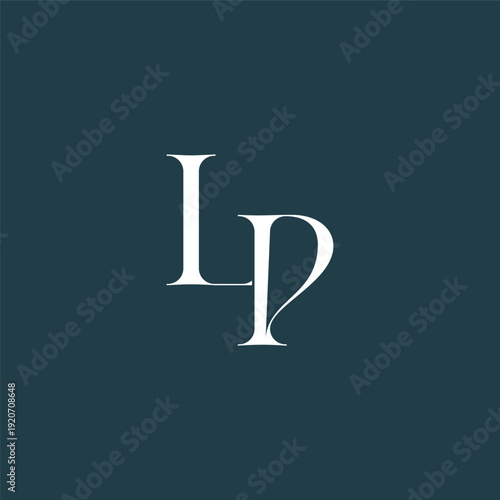 Elegant interlocking LP monogram emblem minimalist abstract logo design suited for luxury branding, fashion, stationery, packaging, corporate identity and creative projects.