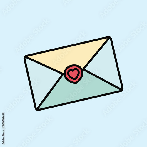 Free Download Love letter with heart seal vector illustration romantic message sending concept - GFXLoad