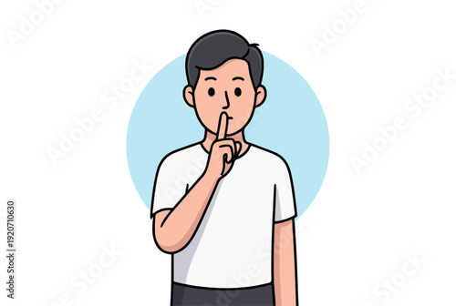 Finger on Lips Cartoon