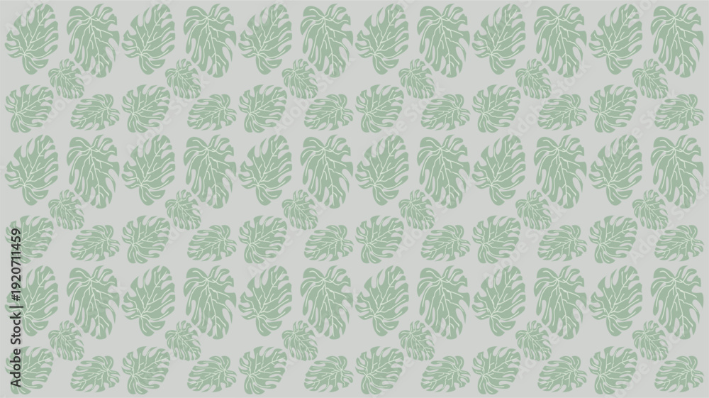 Fototapeta premium Seamless Tropical Monstera Leaf Pattern in Soft Green on Light Background