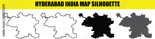 Obraz na płótnie Hyderabad india map silhouette