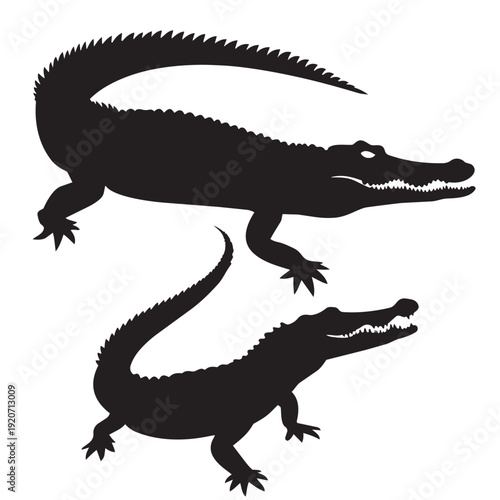 Editable Crocodile Silhouette Vector File