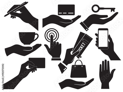  Editable Hand Gesture Silhouette Vector File