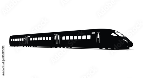 A sleek modern high speed train traveling forward silhouette