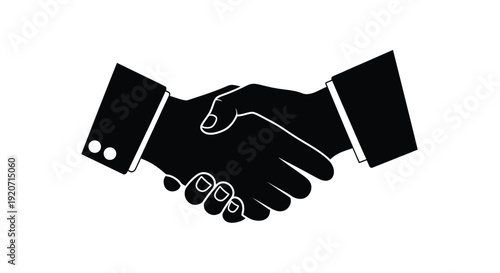A black silhouette of two hands shaking in agreement silhouette