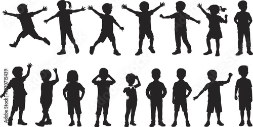 Collection of wild forest animals silhouettes isolated on white background, bear deer fox wolf rabbit bird fish set