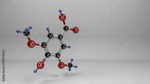 Syringic acid molecule. Plant-derived phenolic compound with antioxidant, anti-inflammatory, antimicrobial, and potential antidiabetic and anticancer activity.