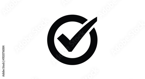 Black checkmark within a circle a simple graphic silhouette