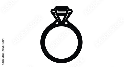 Black diamond ring icon on a white background minimalist silhouette