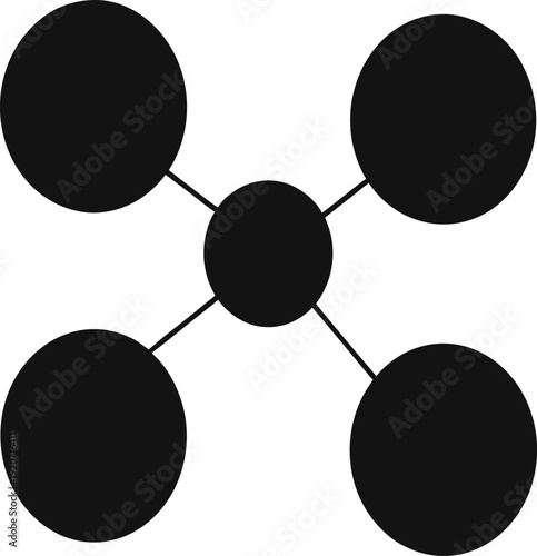 Minimalist black circles connected in a tetrahedral shape vector illustration EPS PNG file download.
