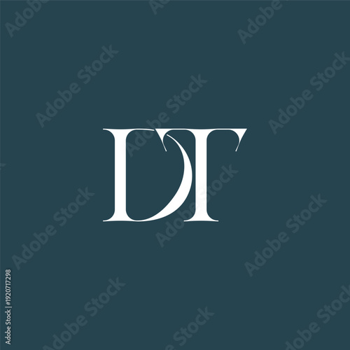 Elegant interlocking DT monogram emblem minimalist abstract logo design suited for luxury branding, fashion, stationery, packaging, corporate identity and creative projects.