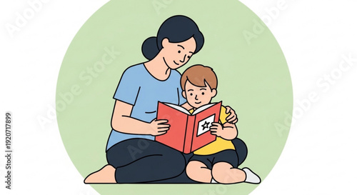 Mother reading a book with her young child sitting between her legs on the floor a serene moment of bonding and learning