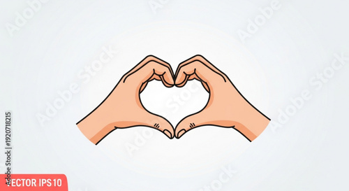 Hands forming a heart shape gesture symbolizing love and affection in a simple vector illustration