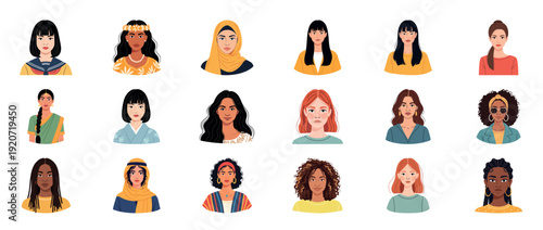 Diverse women portraits: cultural attire and hairstyles across ages and ethnicities
