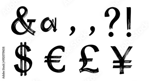 Assorted punctuation marks and currency symbols in a decorative font.