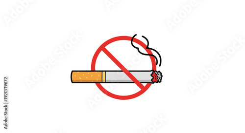 No Smoking Sign with Cigarette Illustration.