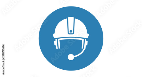 Safety Helmet Icon on Blue Background.