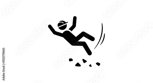 Person falling down with debris scattering around.
