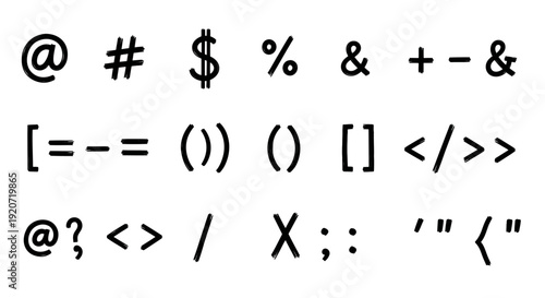 Collection of various punctuation and special characters on white background.