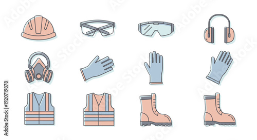 Collection of safety equipment and protective gear for workers.