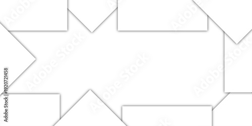 Minimalist geometric white paper frames background with abstract star shape and overlapping rectangular border elements. clean, minimalist background is ideal for modern business presentations