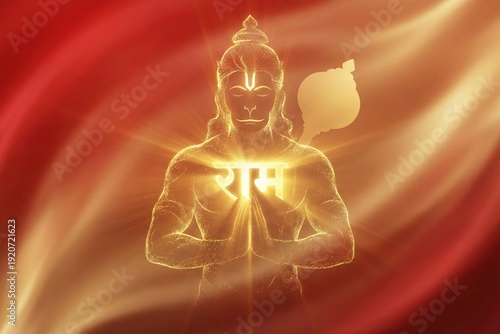 Lord Hanuman Ram Naam Heart Glow – Devotional Spiritual Artwork