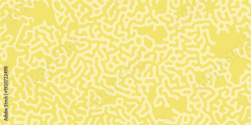 yellow organic reaction diffusion turing pattern background, abstract liquid labyrinth maze texture for graphic design