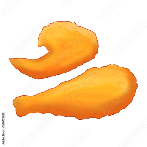collection of fried chicken thighs and wings without background