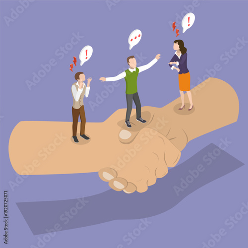 3D Isometric Flat Vector Illustration of Conflict Mediator, Dispute Resolution And Management