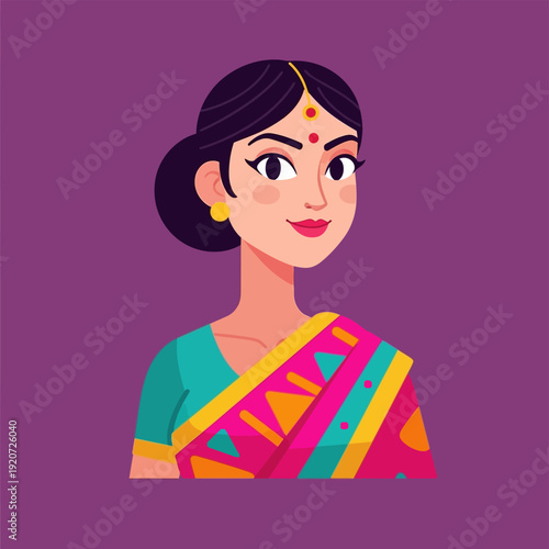 Woman Wearing Traditional Indian Sari.