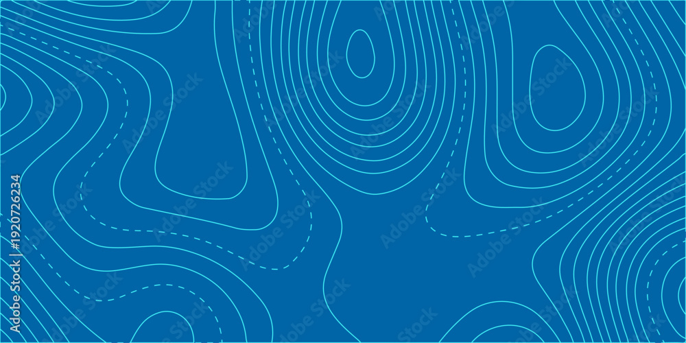 Obraz premium Abstract blue topographic map background with light contour lines organic minimalist terrain texture for water design