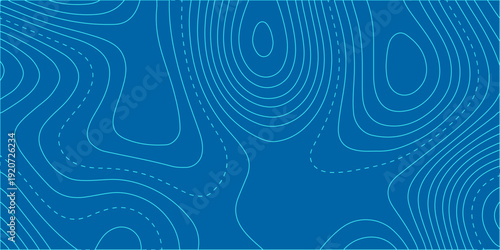 Abstract blue topographic map background with light contour lines organic minimalist terrain texture for water design